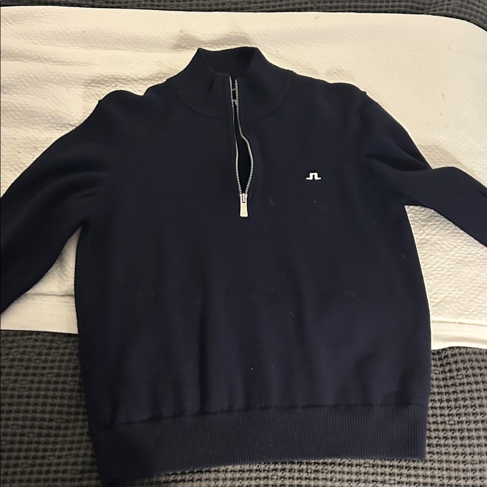 J.Lindeberg Men's Dark Blue Zip-Up Sweater